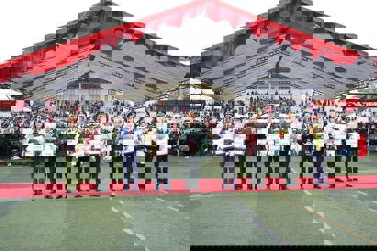 Trang trọng Lễ giao - nhận quân tại điểm giao quân xã Thanh Oai 