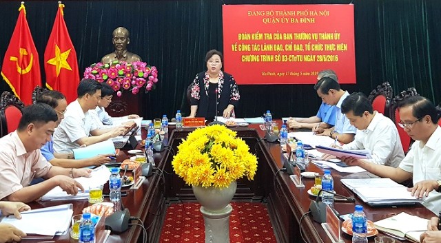 Phó Bí thư Thành ủy, Chủ tịch HĐND TP Nguyễn Thị Bích Ngọc kiểm tra Chương trình 03-CTr/TU tại các đơn vị