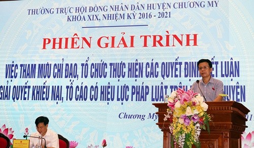 Chương Mỹ: Giải trình về việc tham mưu, chỉ đạo, tổ chức thực hiện các quyết định, kết luận giải quyết khiếu nại, tố cáo có hiệu lực pháp luật