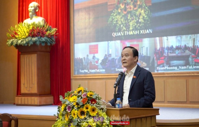 Phó Trưởng Đoàn đại biểu Quốc hội thành phố Hà Nội  Nguyễn Ngọc Tuấn tiếp xúc cử tri quận Thanh Xuân, Cầu Giấy và Nam Từ Liêm sau kỳ họp thứ 2, Quốc hội khóa XV