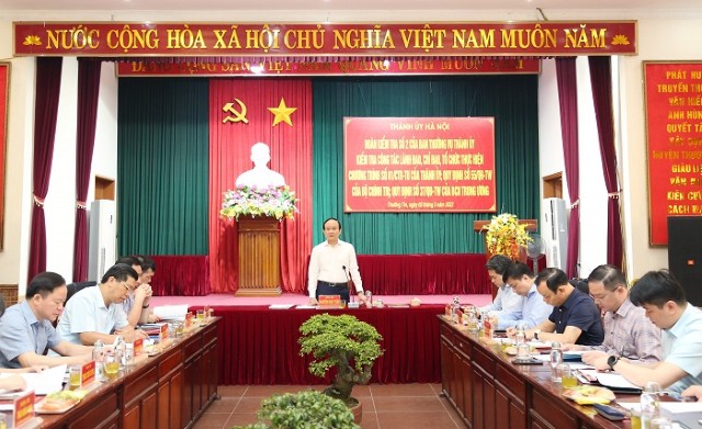 Kiểm tra Chương trình 01-CTr/TU của Thành uỷ về công tác xây dựng Đảng tại Huyện uỷ Thường Tín và Hội Nông dân thành phố 