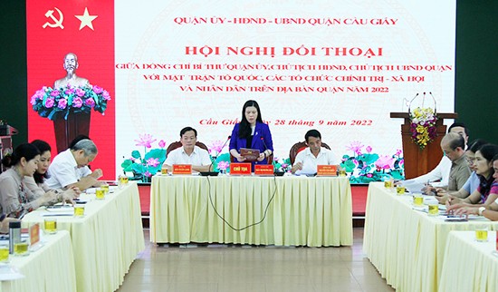 Lãnh đạo quận Cầu Giấy đối thoại với hệ thống chính trị, xã hội và Nhân dân trên địa bàn