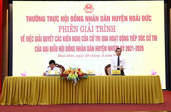 Thường trực HĐND huyện Hoài Đức tổ chức phiên giải trình về việc giải quyết các kiến nghị của cử tri 