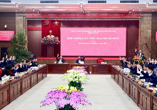 Hội nghị lần thứ 21 Ban Chấp hành Đảng bộ TP Hà Nội xem xét việc thực hiện Nghị quyết số 18-NQ/TƯ